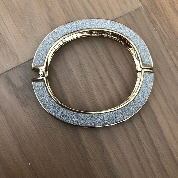 NWOT silver sparkly glitter bangle cuff gold cute chic classy statement - Picture 1 of 7
